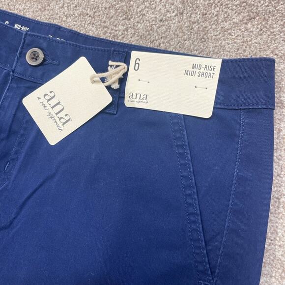 a.n.a a new approach mid rise midi short womens sz 6 blue stretch shorts nwt - Picture 5 of 16